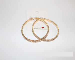 GOLD HOOP EARRINGS CLEAR STONES ( 1467 GCRY )