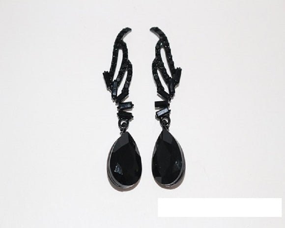 BLACK EARRINGS BLACK STONES ( 1487 BKJET )