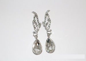 SILVER EARRINGS CLEAR STONES ( 1487 SCRY )