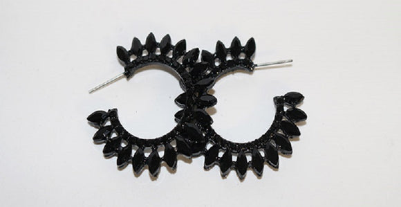 BLACK HOOP EARRINGS ( 1525 BKJET )