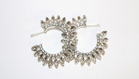 SILVER CLEAR HOOP EARRINGS ( 1525 SCRY )
