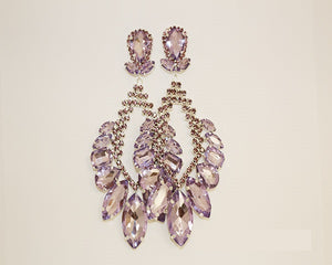 SILVER CHANDELIER EARRINGS VIOLET STONES ( 1531 SVI )