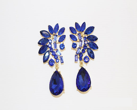 Gold Earrings Blue Stones ( 1695 GSA )