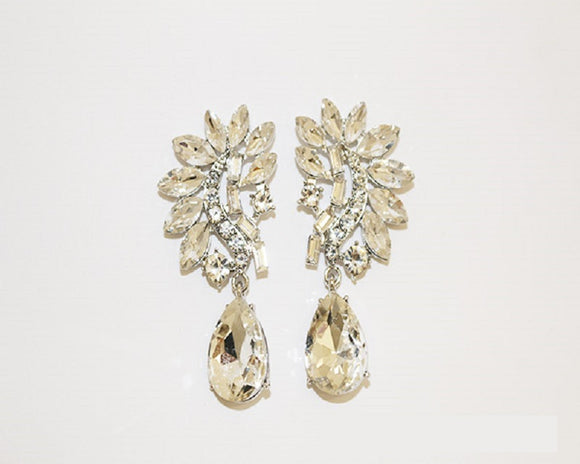 Silver Earrings Clear Stones ( 1695 SCRY )