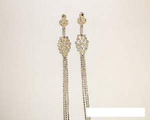 Long Silver Earrings Clear Stones ( 1713 SCRY )