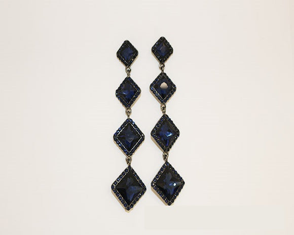 BLACK MONTANA BLUE DIAMOND STONE DROP EARRINGS ( 1724 BKMON )