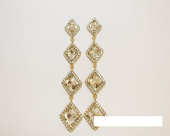 GOLD CLEAR DIAMOND STONE DROP EARRINGS ( 1724 GCRY )