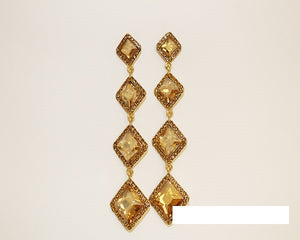 GOLD TOPAZ DIAMOND STONE DROP EARRINGS ( 1724 GLCT )