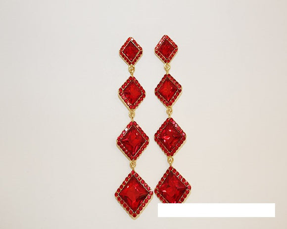 GOLD RED DIAMOND STONE DROP EARRINGS ( 1724 GLTSI )