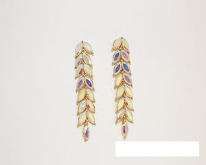 GOLD AB DROP LEAF EARRINGS ( 1736 GAB )