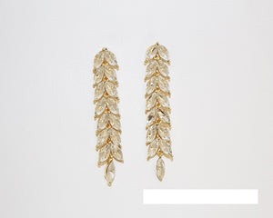 GOLD CLEAR DROP LEAF EARRINGS ( 1736 GCRY )