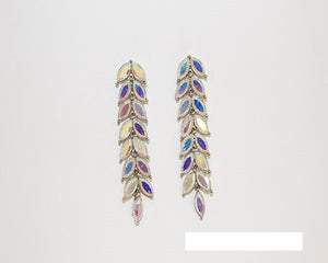 SILVER AB DROP LEAF EARRINGS ( 1736 SAB )