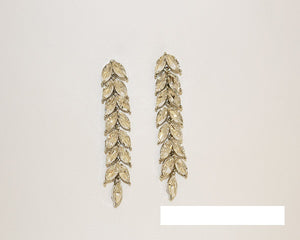 SILVER CLEAR DROP LEAF EARRINGS ( 1736 SCRY )