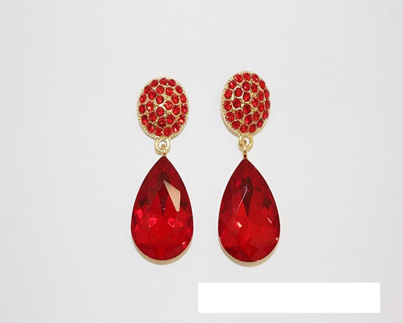 GOLD CLIP ON EARRINGS RED STONES ( 1661 GLTSI )