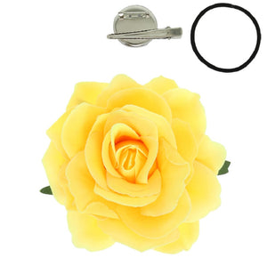 4.5" YELLOW FABRIC FLOWER BROOCH PONYTAIL ( 3083 YE )