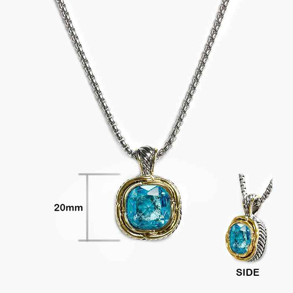 SILVER GOLD NECKLACE AQUA ( 1089 AQ )