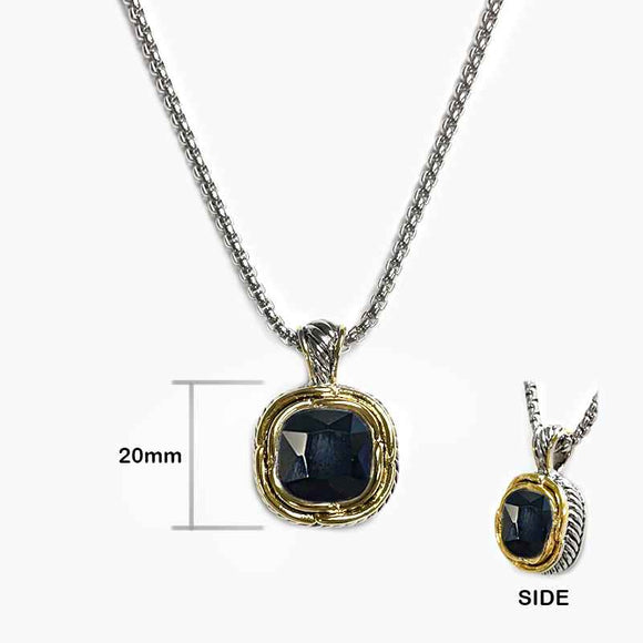 SILVER GOLD NECKLACE BLACK ( 1089 BK )