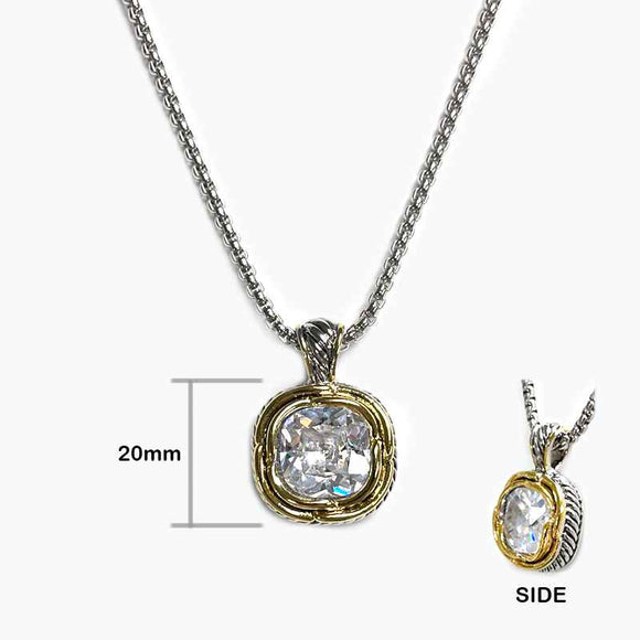 SILVER GOLD NECKLACE CLEAR ( 1089 CL )