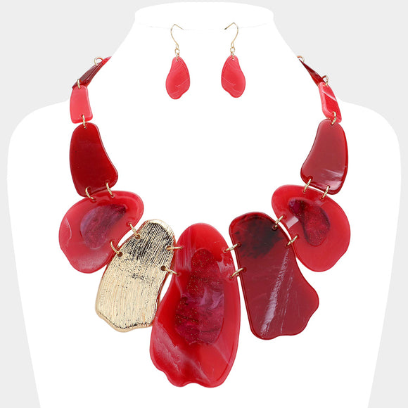 GOLD RED NECKLACE SET ( 5068 RD )