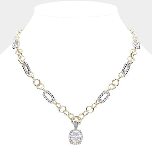 14K GOLD PLATED NECKLACE CZ STONES ( 9135 KC )