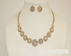 GOLD NECKLACE SET CLEAR STONES ( 1054 GCRY )