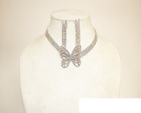 SILVER BUTTERFLY NECKLACE SET ( 1060 SCRY )