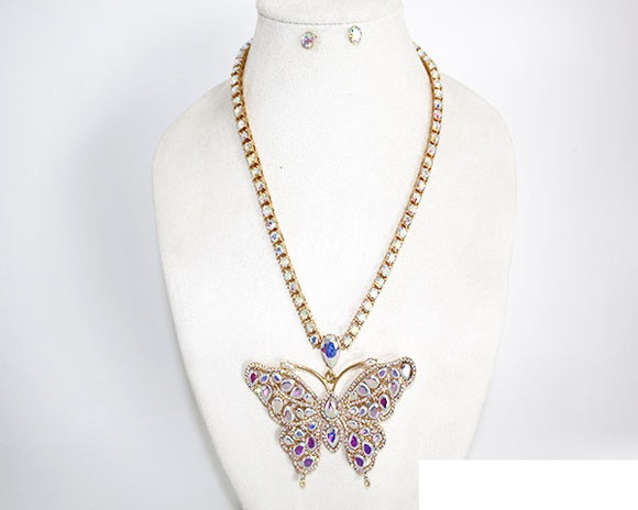 GOLD BUTTERFLY AB NECKLACE ( 1066 GAB )