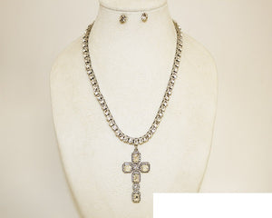 CROSS RHINESTONE NECKLACE SET ( 1071 SCRY ) – Ohmyjewelry.com