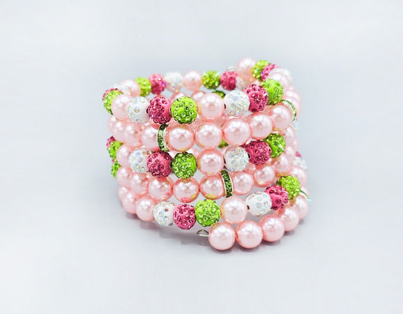 SHAMBALLA BALL ADJUSTABLE BRACELET PINK ( 6052 PK )