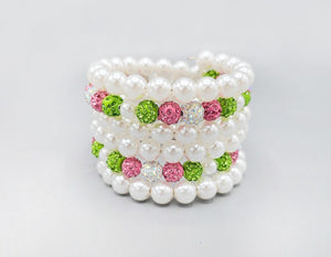 SHAMBALLA BALL ADJUSTABLE BRACELET ( 6052 WHT )