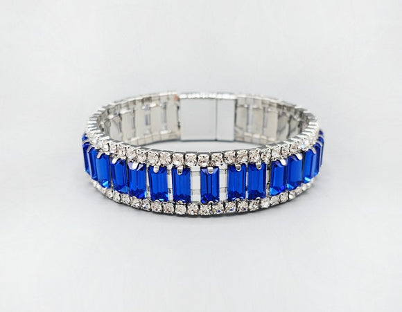 SILVER BRACELET BLUE STONES ( 6070 BL )