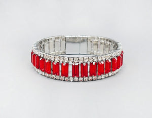 SILVER BRACELET RED STONES ( 6070 RD )