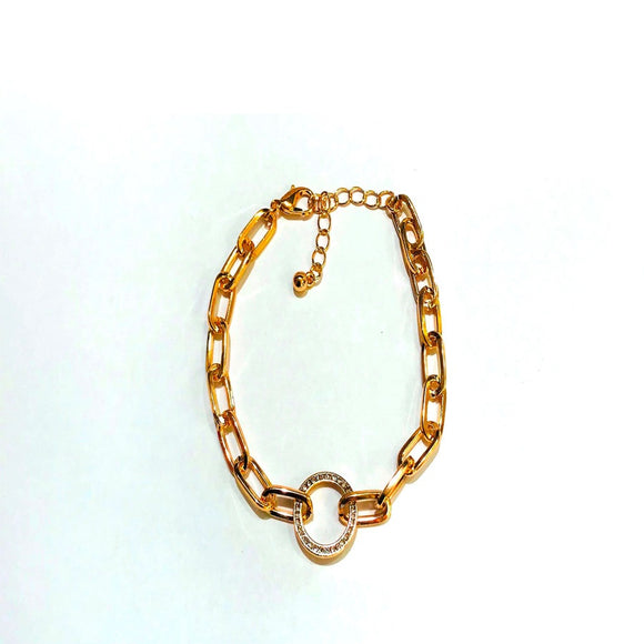 GOLD BRACELET CLEAR STONES ( 8045 GDCRY )