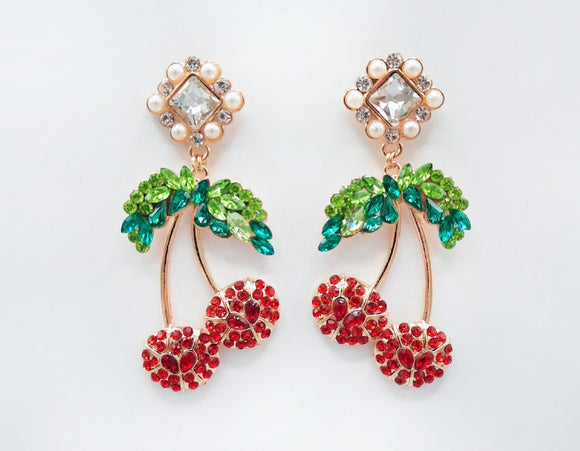 GOLD CHERRY EARRINGS ( 2473 RD )