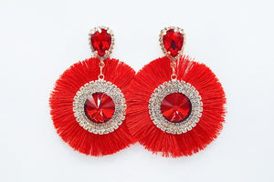 Gold Red Thread Earrings ( 2525 RD )