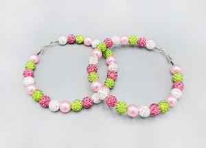 HOOP EARRINGS PINK GREEN ( 2685 PK )