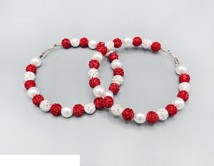 HOOP EARRINGS RED WHITE ( 2685 RD )