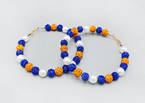 HOOP EARRINGS BLUE YELLOW ( 2685 YEL )