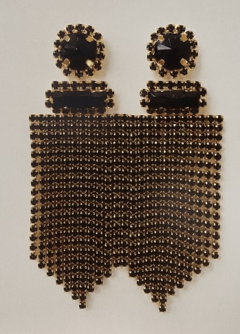 GOLD BLACK DANGLING EARRINGS ( 2726 GDBK )