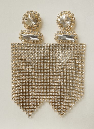 GOLD CLEAR DANGLING EARRINGS ( 2726 GDCRY )