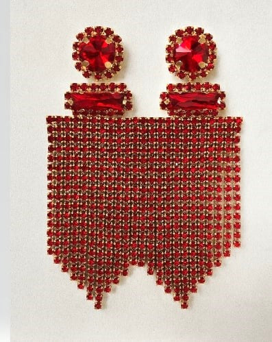 GOLD RED DANGLING EARRINGS ( 2726 GDRD )