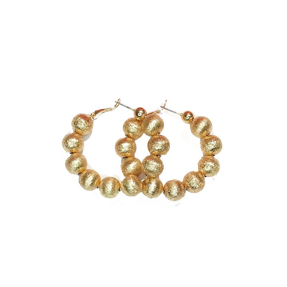 Gold Ball Hoop Earrings ( GE 701 GD )