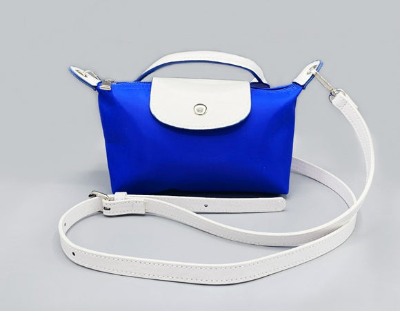 BLUE WHITE PURSE HANDBAG ( 1507 BL )