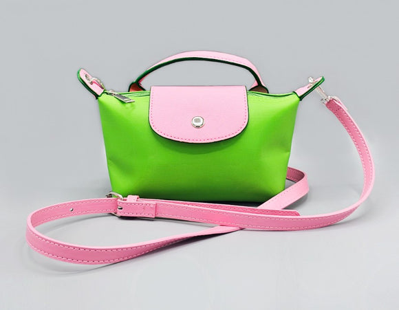 GREEN PINK PURSE HANDBAG ( 1507 GRN )