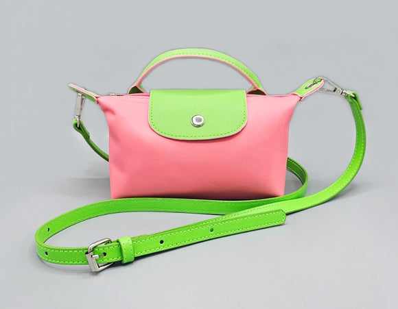 PINK GREEN PURSE HANDBAG ( 1507 PK )