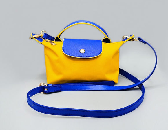 BLUE YELLOW PURSE HANDBAG ( 1507 YEL )