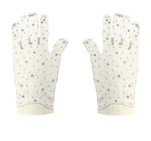 WHITE SATIN GLOVES STONES ( 0027 WHX )