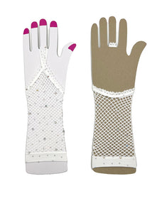 WHITE FINGERLESS GLOVES ( 0028 WHX )