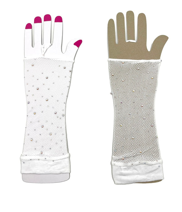 WHITE FINGERLESS GLOVES ( 0029 WHX )