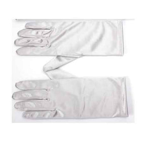 9" SILVER Satin Gloves ( 24 S )